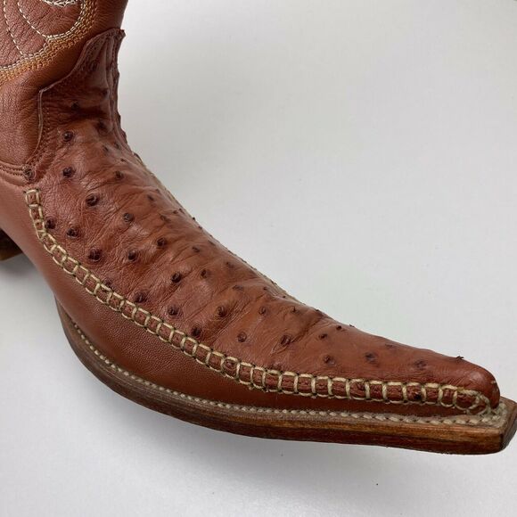 Los Altos Boots 6X Cognac Ostrich Fashion Cowboy Western Boots Mens US 7 EE $370 - Picture 12 of 12